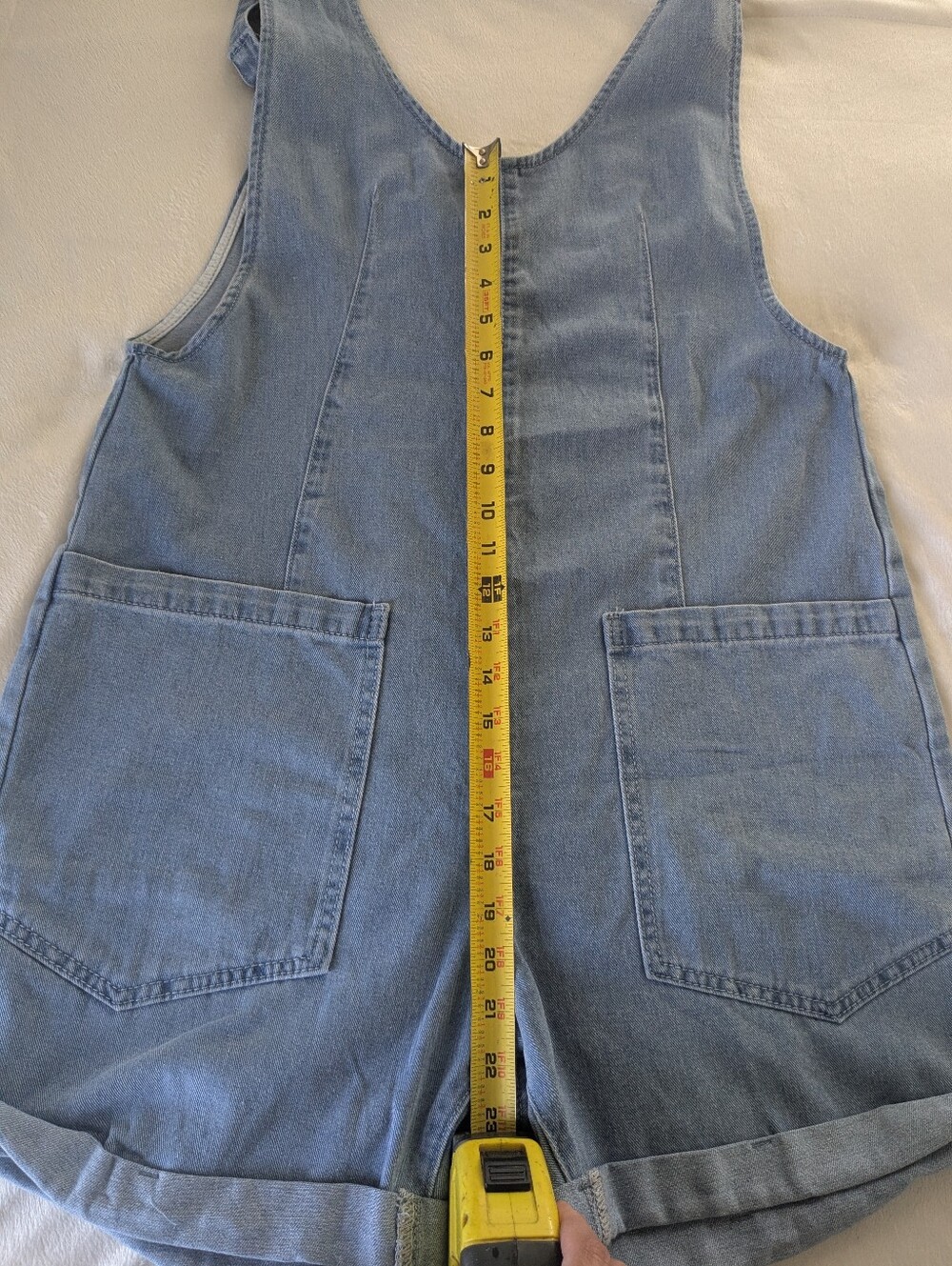 GLAMAKER NWOT Oversized V Neck Denim Jean Romper Short Overalls - Picture 9 of 10